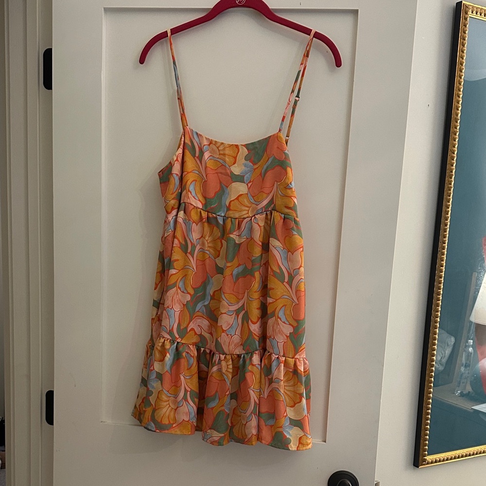 RESA Floral Mini Dress - Orange and Blue